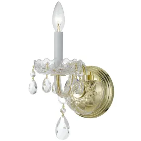 1 Light Polished Brass Crystal Sconce Draped In Clear Spectra Crystal - C193-1031-PB-CL-SAQ