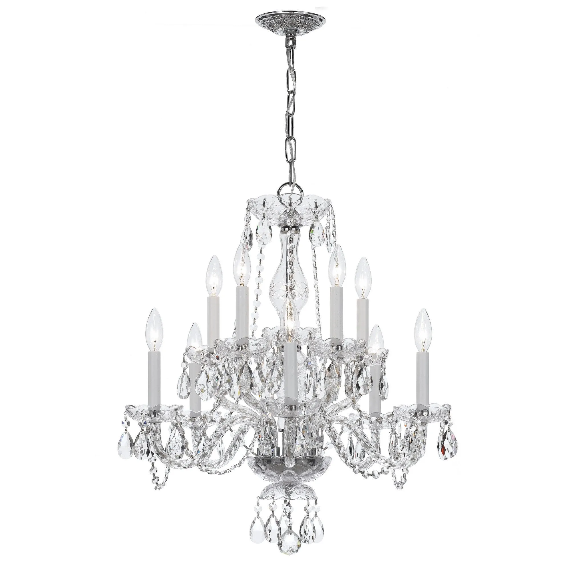 10 Light Polished Chrome Crystal Chandelier Draped In Clear Hand Cut Crystal - C193-5080-CH-CL-MWP