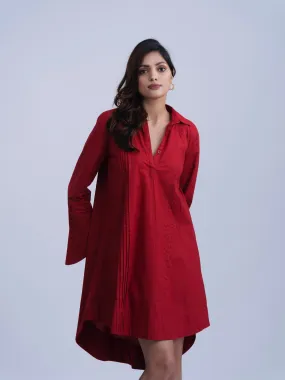 100% Pure Cotton Red shirt dress for Office