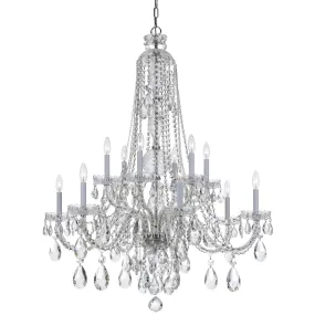 12 Light Polished Chrome Crystal Chandelier Draped In Clear Hand Cut Crystal - C193-1112-CH-CL-MWP