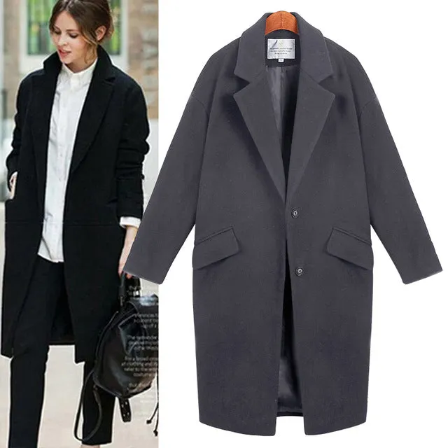 2017 fashion Cocoon coat women coat famale overcoat female medium-long spring autumn winter slim blend woolen outerwear casaco