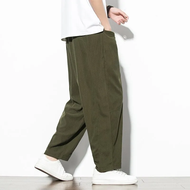 2023 Spring Autumn Corduroy Casual Man Pants Harajuku Loose Fit Ankle-length Harem Men's Pants