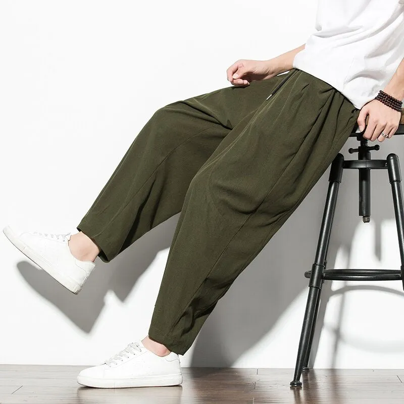 2023 Spring Autumn Corduroy Casual Man Pants Harajuku Loose Fit Ankle-length Harem Men's Pants