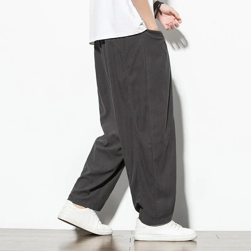 2023 Spring Autumn Corduroy Casual Man Pants Harajuku Loose Fit Ankle-length Harem Men's Pants