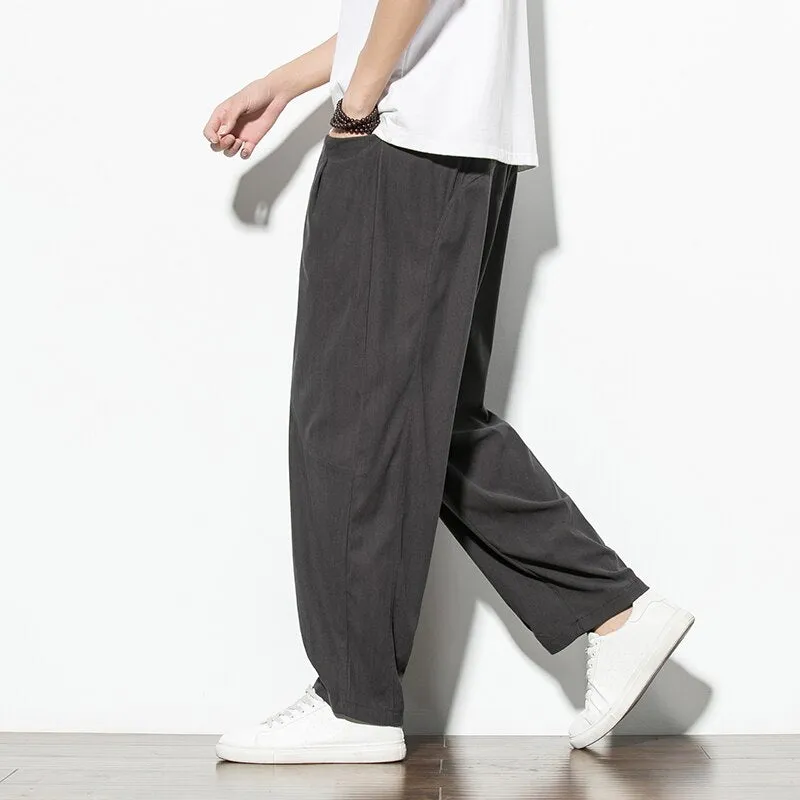 2023 Spring Autumn Corduroy Casual Man Pants Harajuku Loose Fit Ankle-length Harem Men's Pants