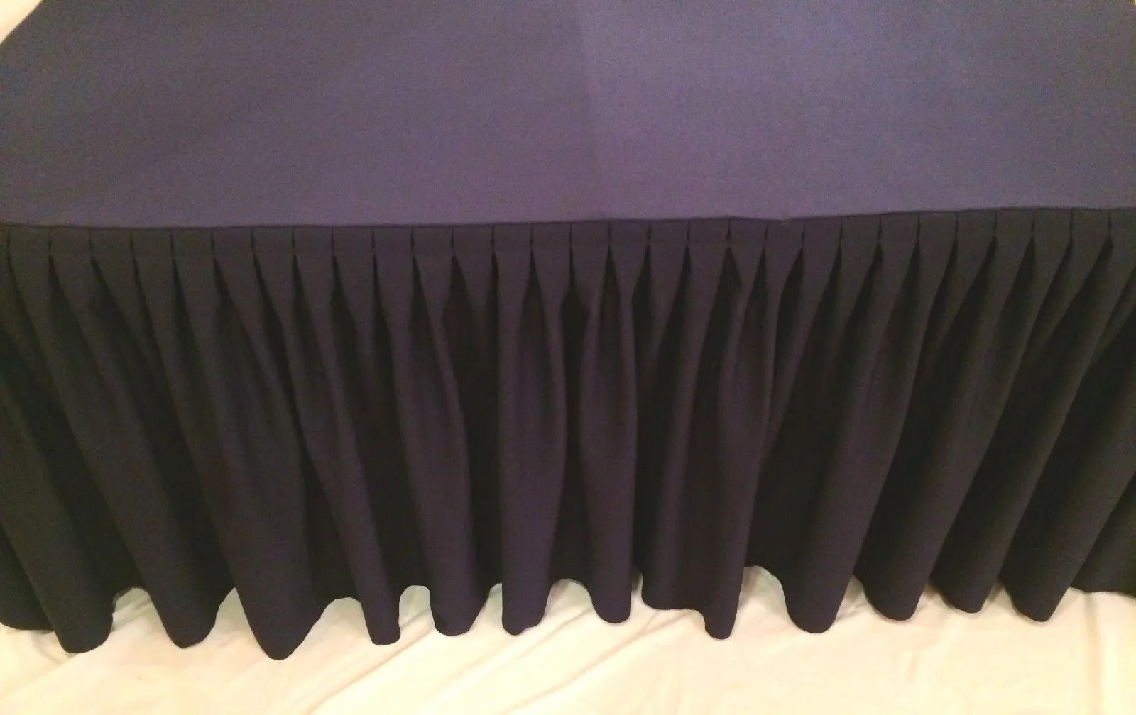 4' Fitted Polyester Double Pleated Table Skirt Cover w/Top Topper Booths  Purple"