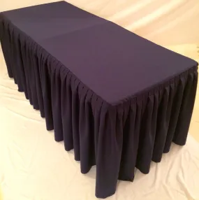 4' Fitted Polyester Double Pleated Table Skirt Cover w/Top Topper Booths  Purple"