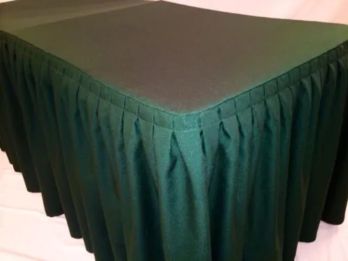 4' ft. Fitted Polyester Double Pleated Table Skirting Cover w/Top Topper Green"