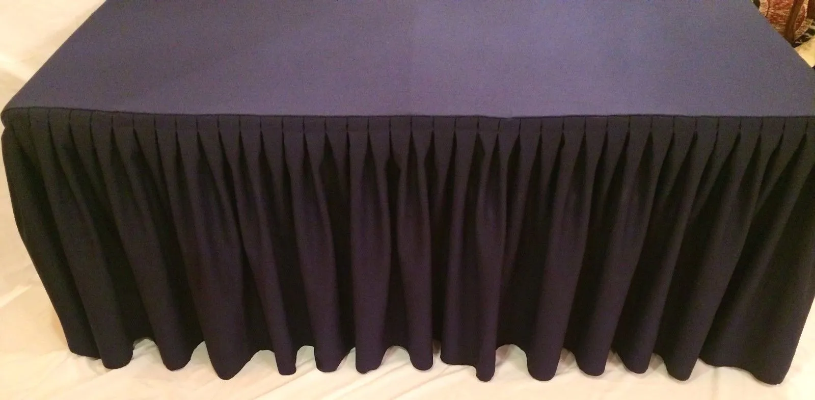 5' Fitted Polyester Double Pleated Table Skirt Cover w/Top Topper Wedding Purple"