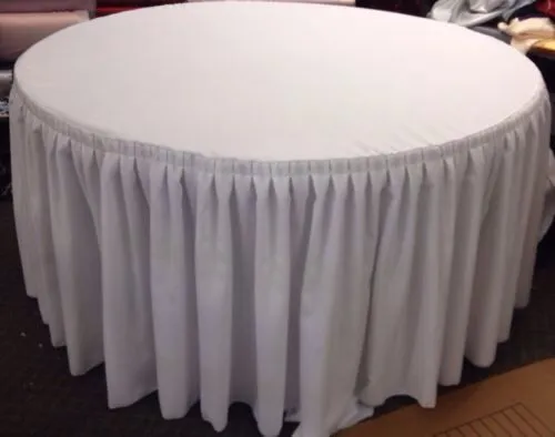 72" Round Pleated Table Cover Skirt Polyester w/ Top Topper tablecloth 18 COLOR"