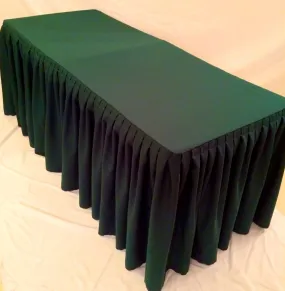 8' ft. Fitted Polyester Double Pleated Table Skirting Cover w/Top Topper Green"