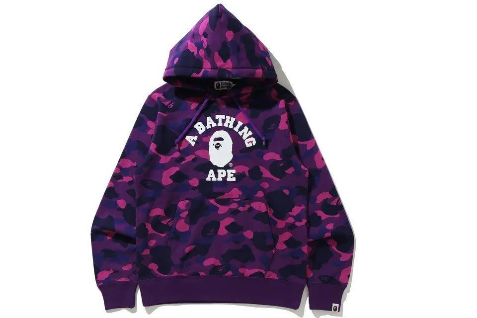 A Bathing Ape BAPE Color Camo College Pullover Hoodie Purple