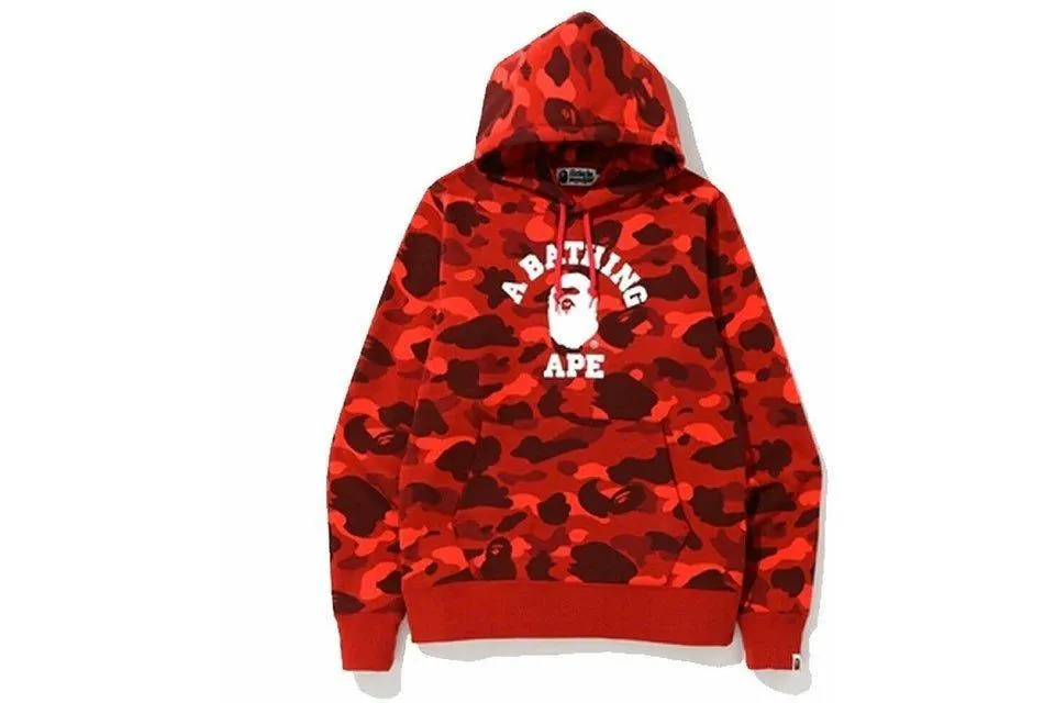 A Bathing Ape BAPE Color Camo College Pullover Hoodie Red