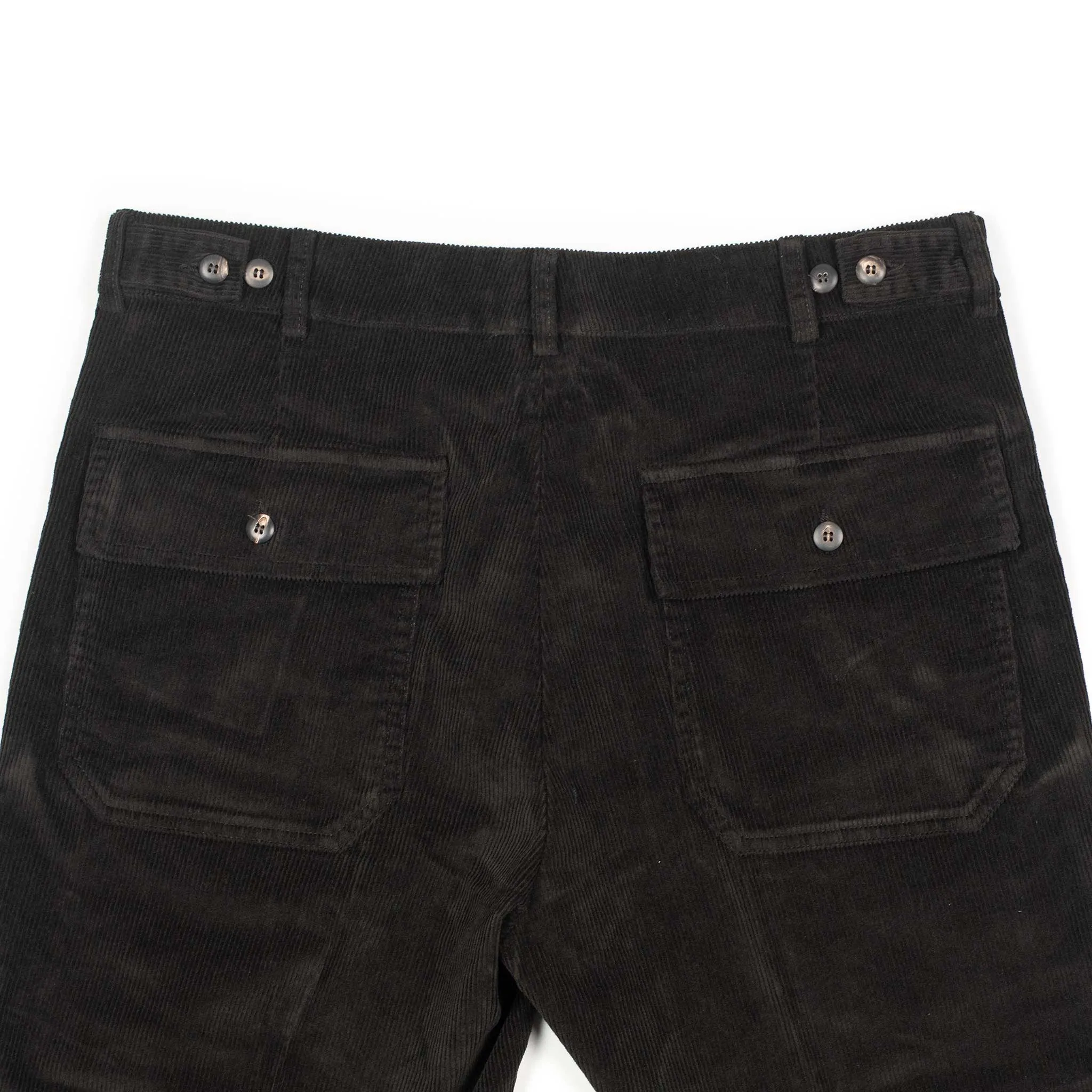 Aartemas fatigue pants in dark brown fine wale cotton corduroy