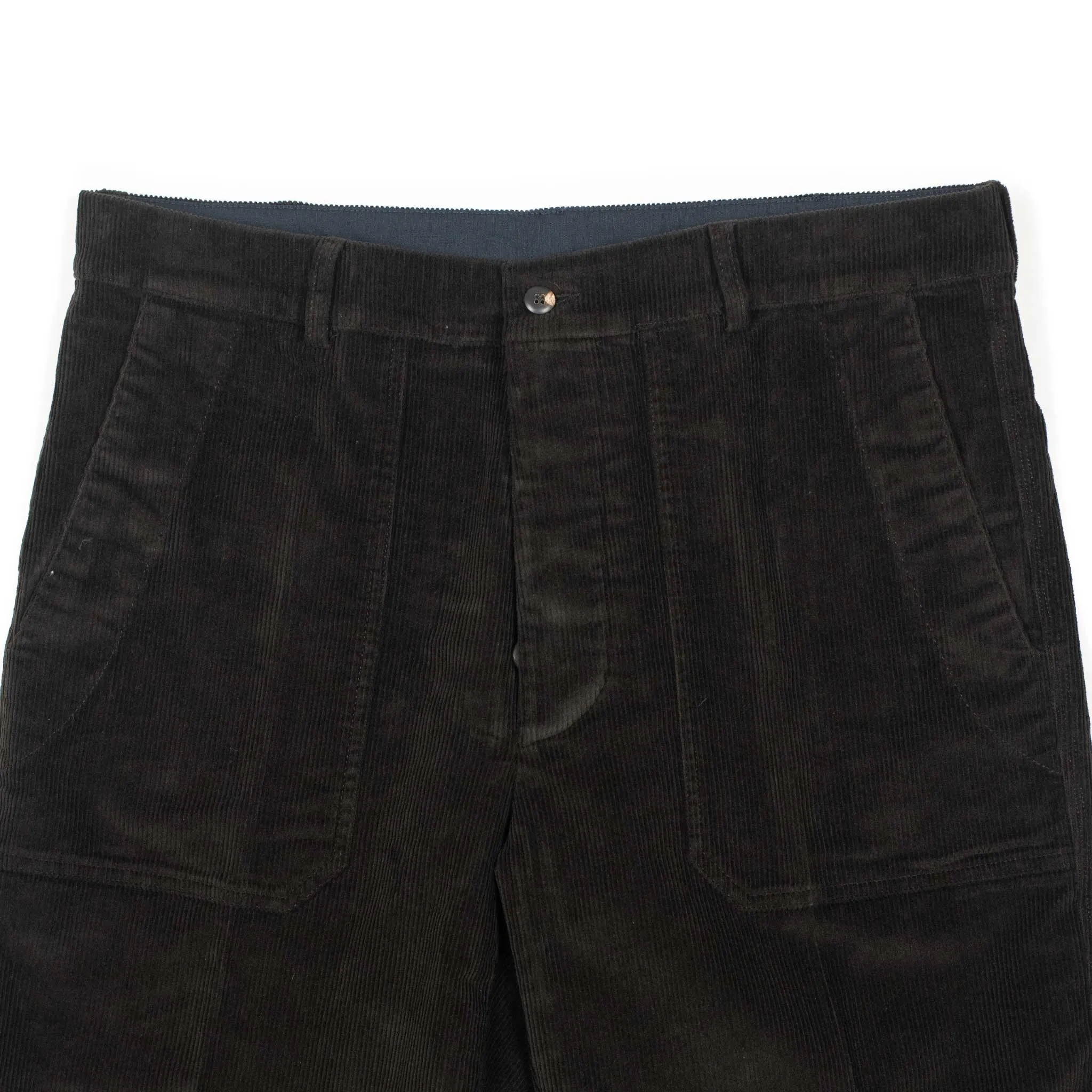 Aartemas fatigue pants in dark brown fine wale cotton corduroy