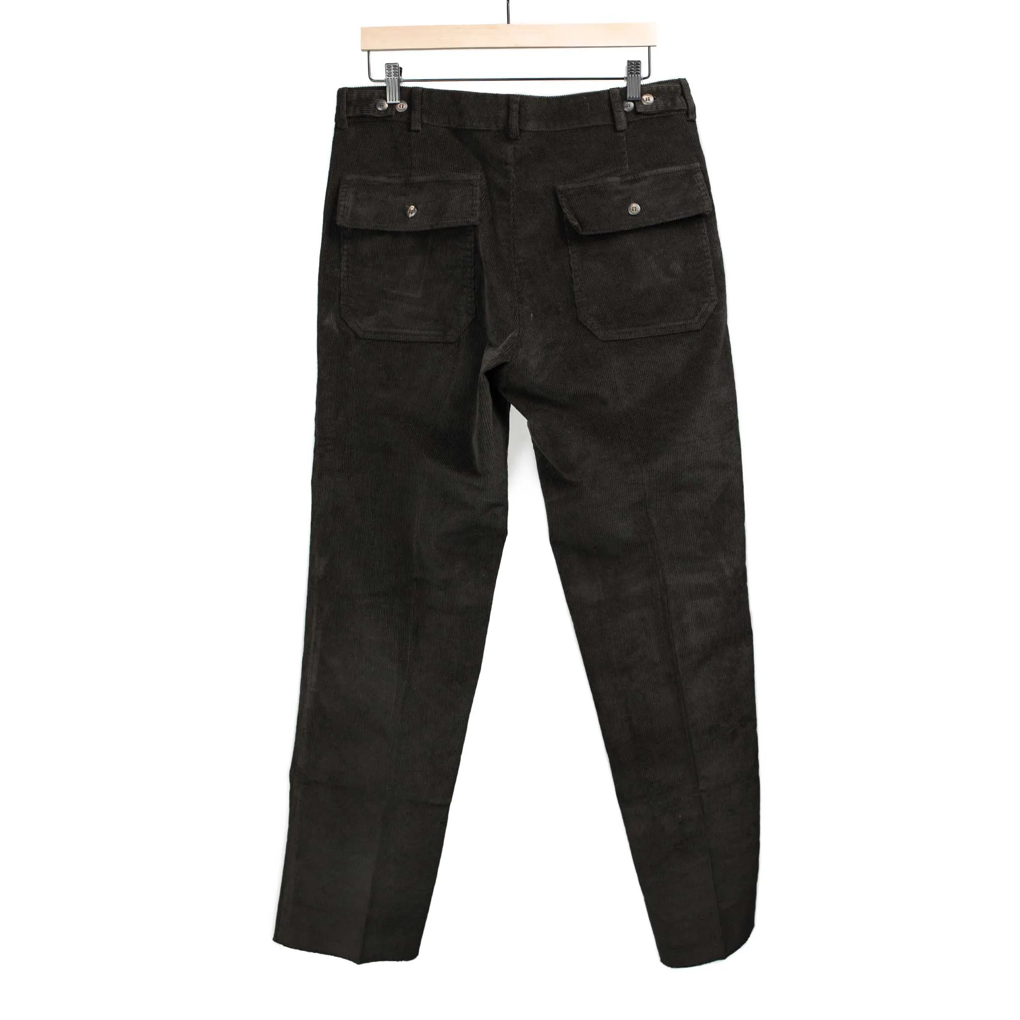 Aartemas fatigue pants in dark brown fine wale cotton corduroy