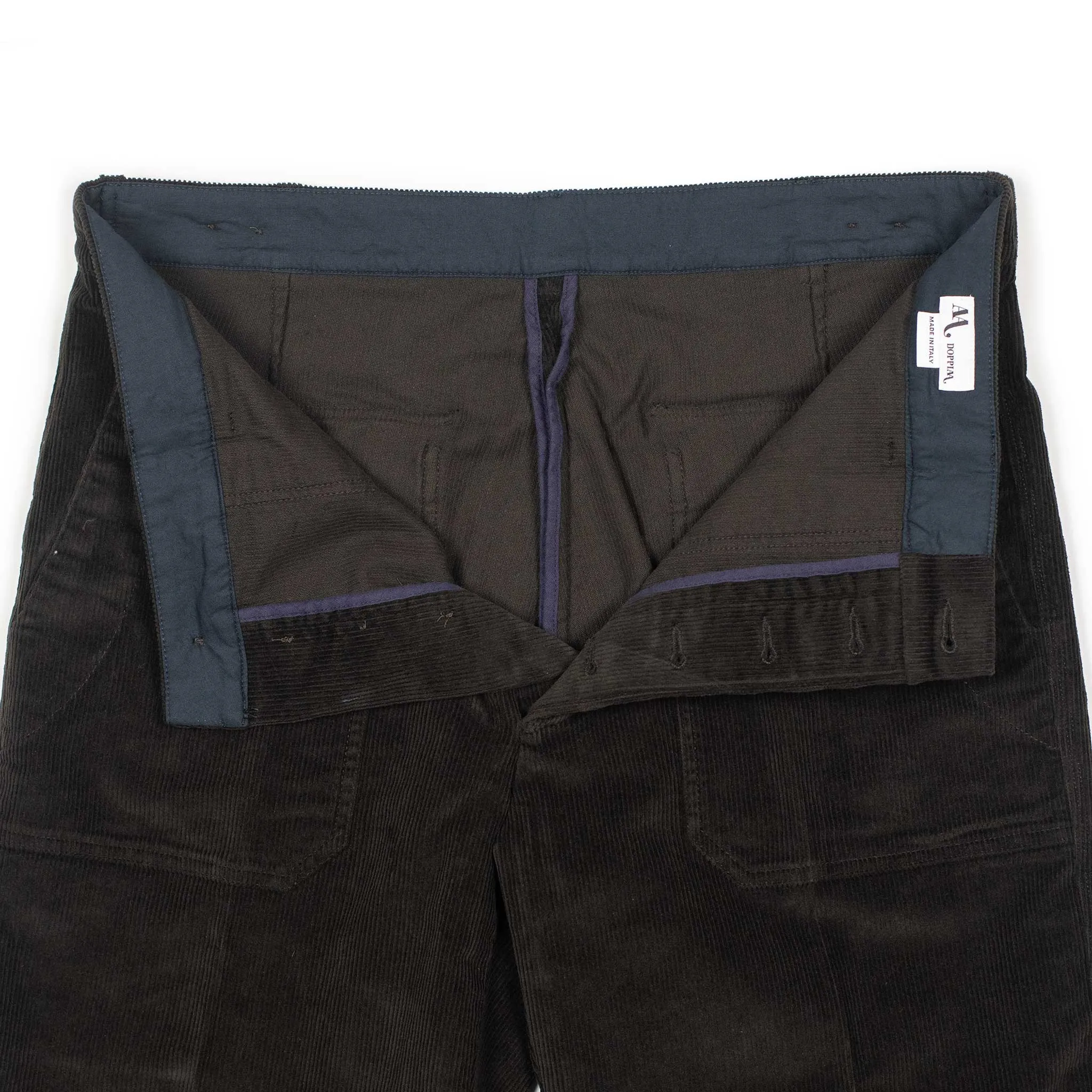 Aartemas fatigue pants in dark brown fine wale cotton corduroy