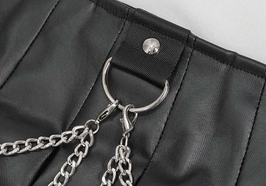 All Tied Up | FAUX LEATHER CHAIN SKIRT