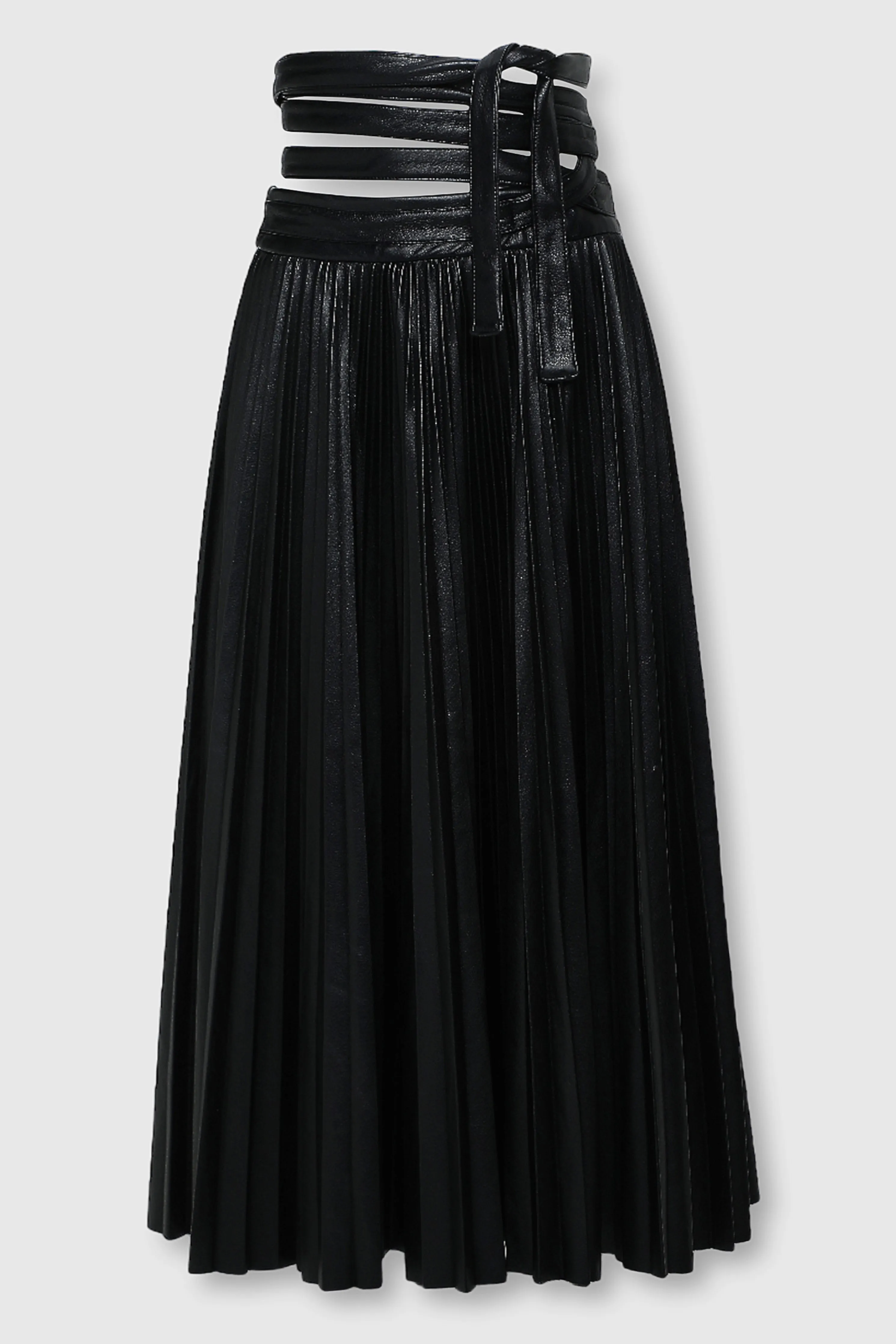 ALLEGRA VEGAN LEATHER PLEATED SKIRT