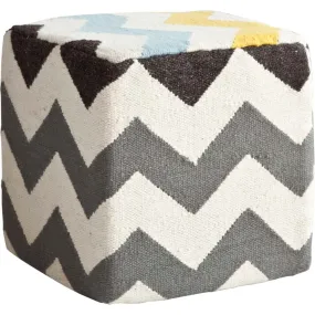 Alliaria Pouf Ivory/Charcoal Wool