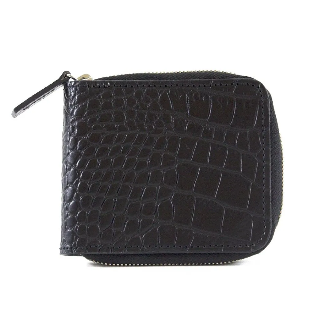 Alligator Embossed Leather Zip-Around Wallet | h7573