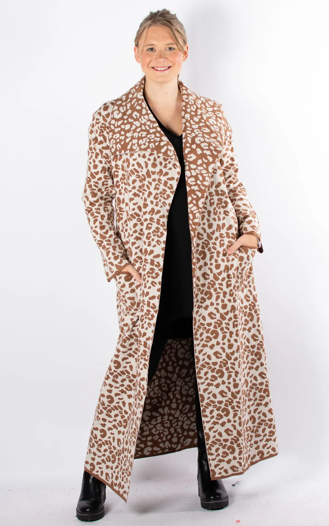 Animal Print Coat | Camel