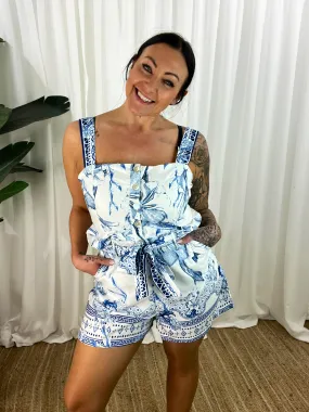 Arta Playsuit - White/Blue