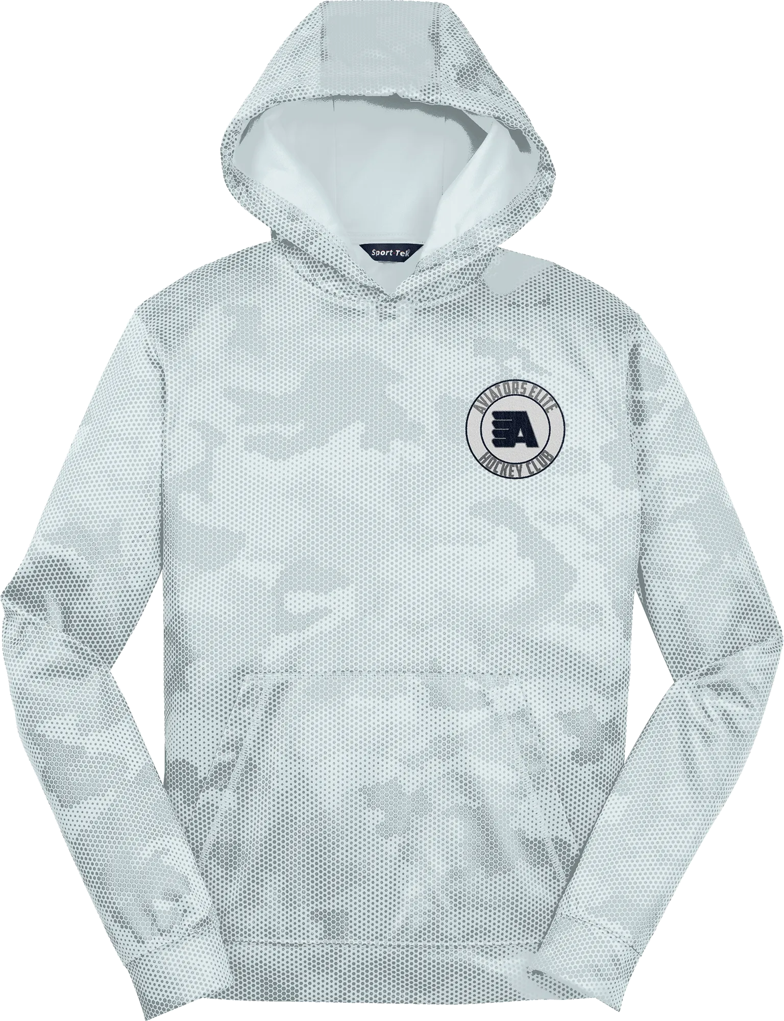 Aspen Aviators Youth Sport-Wick CamoHex Fleece Hooded Pullover