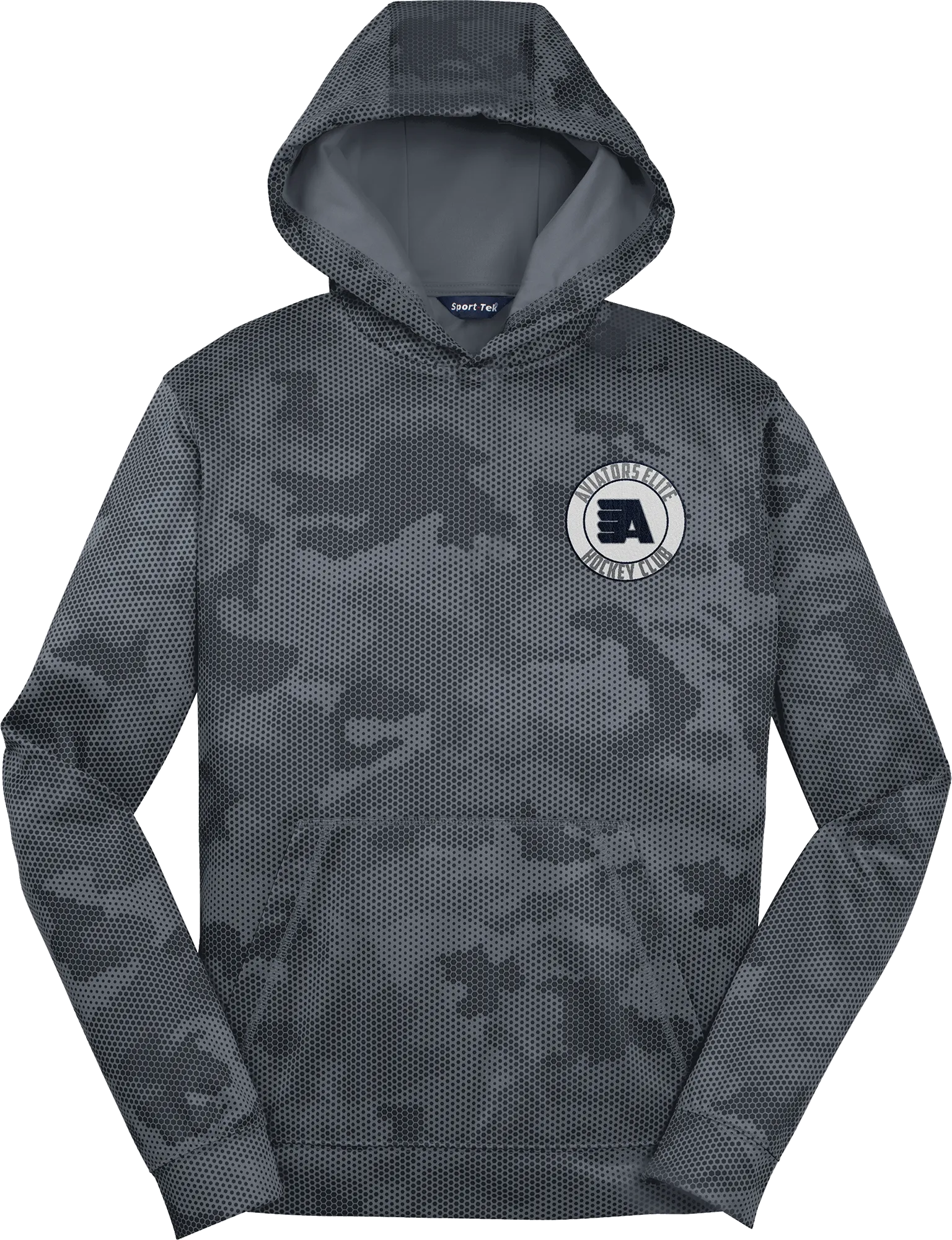 Aspen Aviators Youth Sport-Wick CamoHex Fleece Hooded Pullover