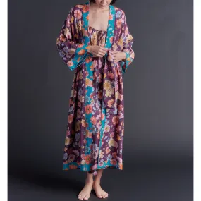 Asteria Kimono Robe in Jessica's Picnic Liberty of London Print Silk Crepe De Chine