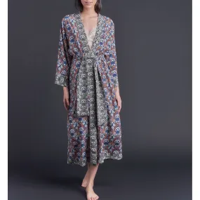 Asteria Kimono Robe in Liberty of London Mountain Primrose Silk Crepe De Chine