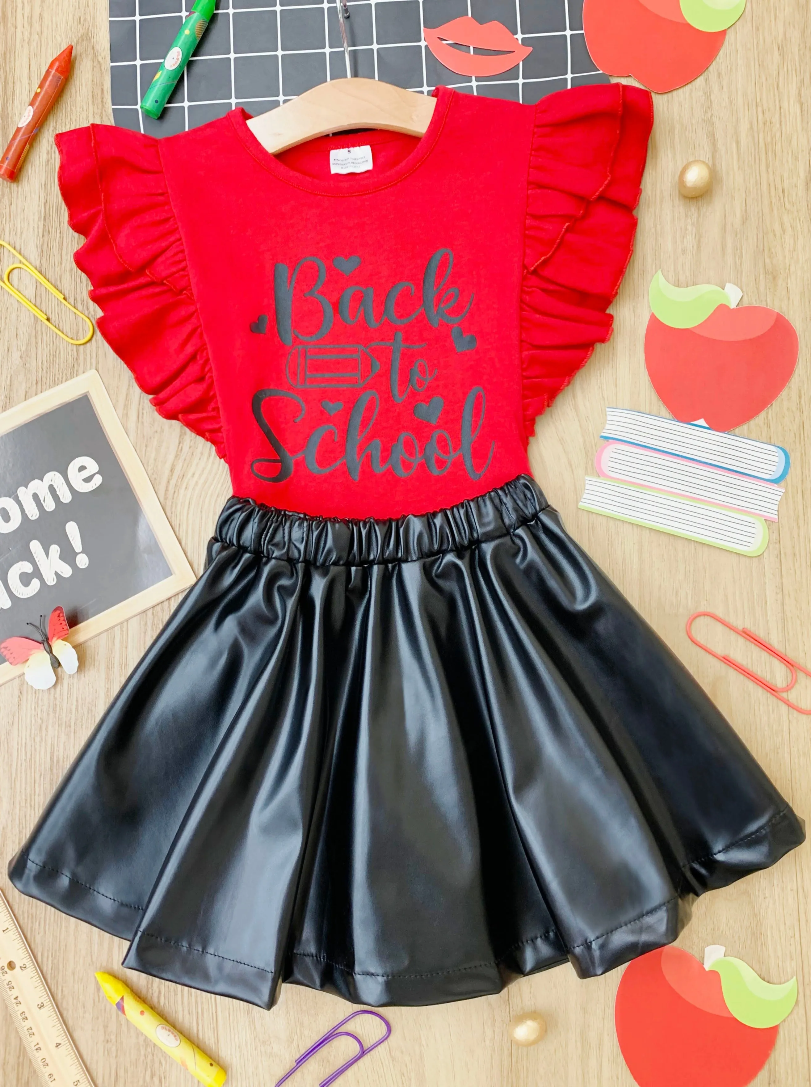 Back To School Vegan Leather Skirt Set