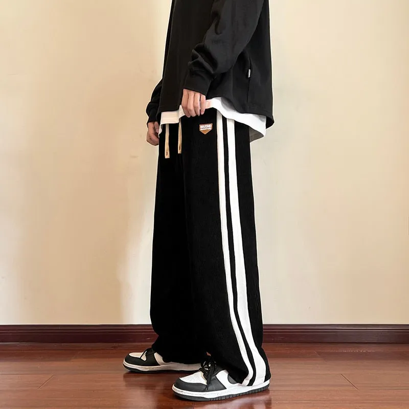 Baggy Striped Sweatpants for Men Straight-Leg Pants Fashion Hip Hop Streetwear Harajuku Trousers Casual Bottoms Y2K Male Clothes