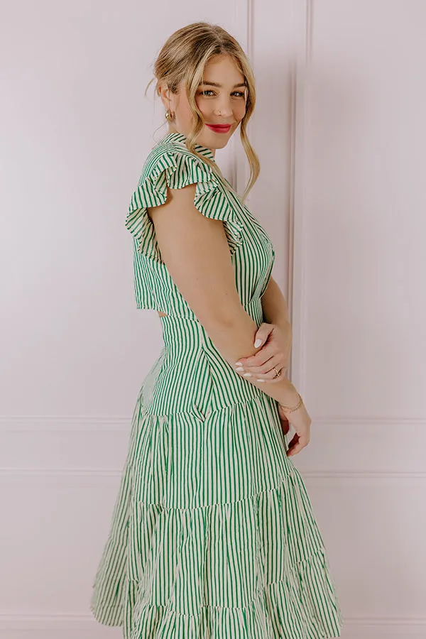 Bayside Brunch Stripe Midi in Emerald