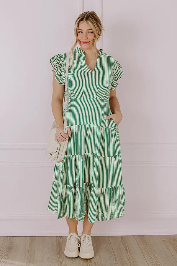 Bayside Brunch Stripe Midi in Emerald