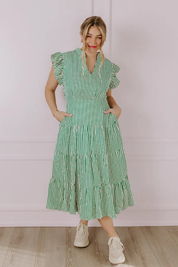 Bayside Brunch Stripe Midi in Emerald