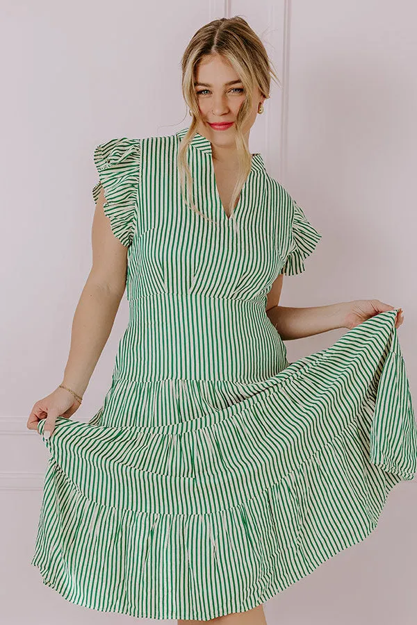 Bayside Brunch Stripe Midi in Emerald