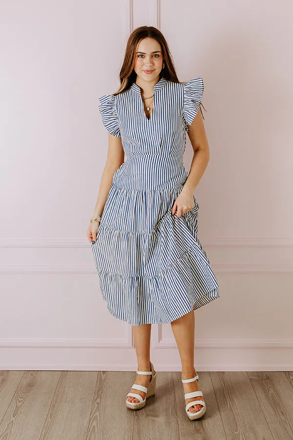 Bayside Brunch Stripe Midi in Navy