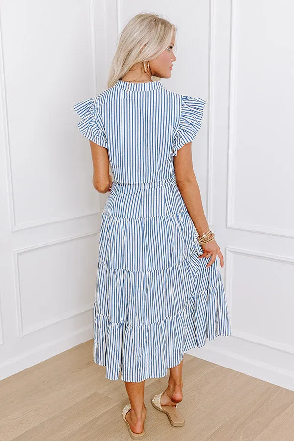 Bayside Brunch Stripe Midi in Navy