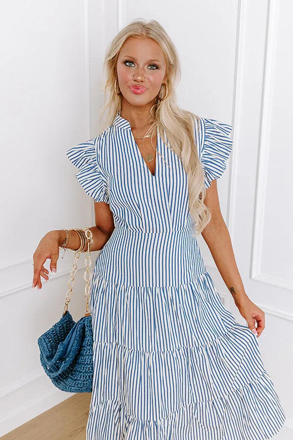 Bayside Brunch Stripe Midi in Navy