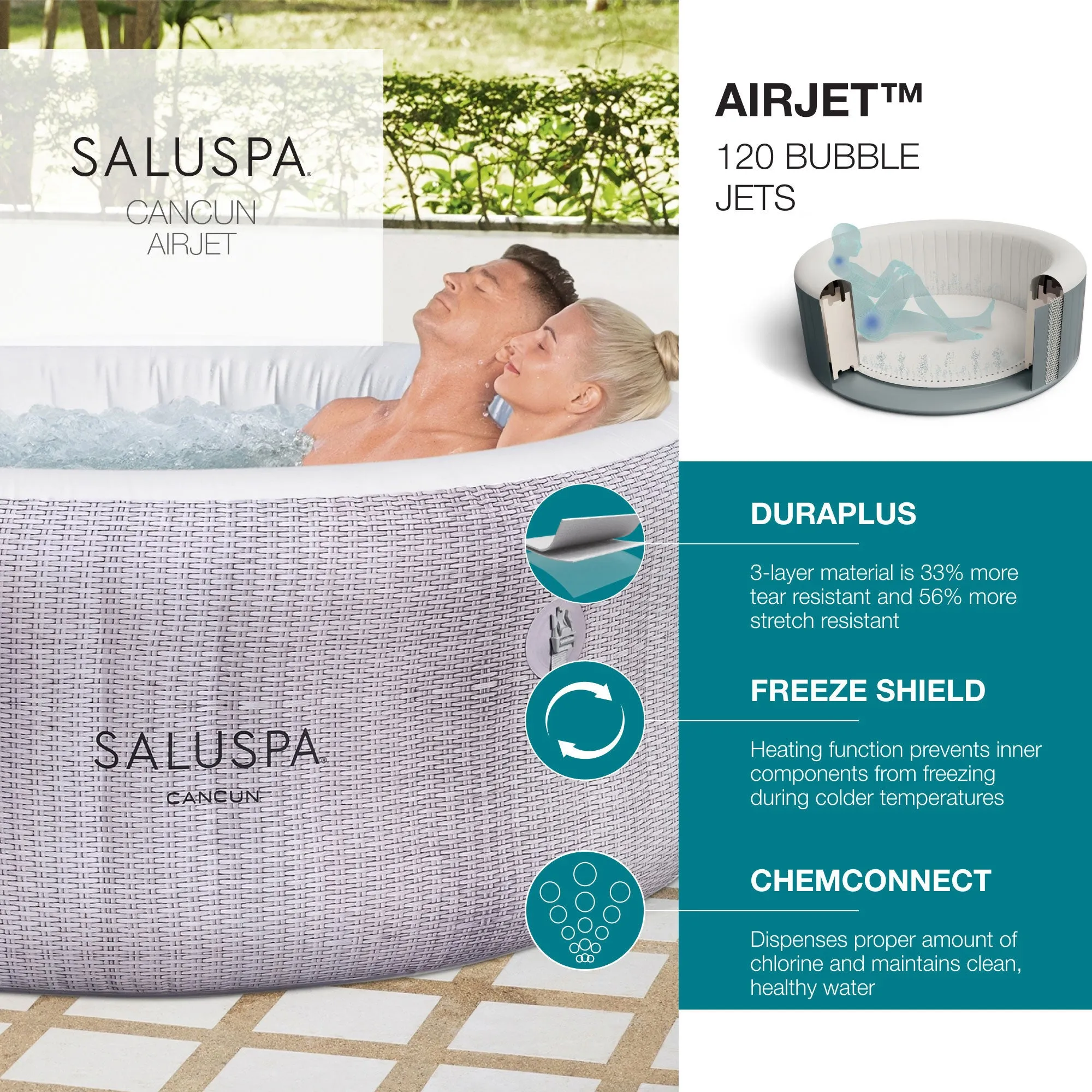 Bestway SaluSpa Cancun Inflatable Hot Tub   Bestway SaluSpa Non Slip Spa Seat