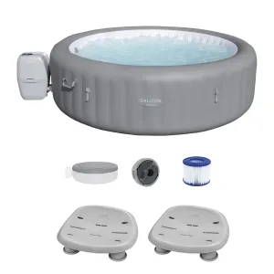 Bestway SaluSpa Grenada AirJet Hot Tub with Set of 2 Non Slip Pool and Spa Seat