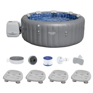 Bestway SaluSpa Santorini HydroJet Hot Tub w/Set of 4 SaluSpa Pool and Spa Seat