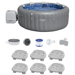 Bestway SaluSpa Santorini HydroJet Hot Tub w/Set of 6 SaluSpa Pool and Spa Seat