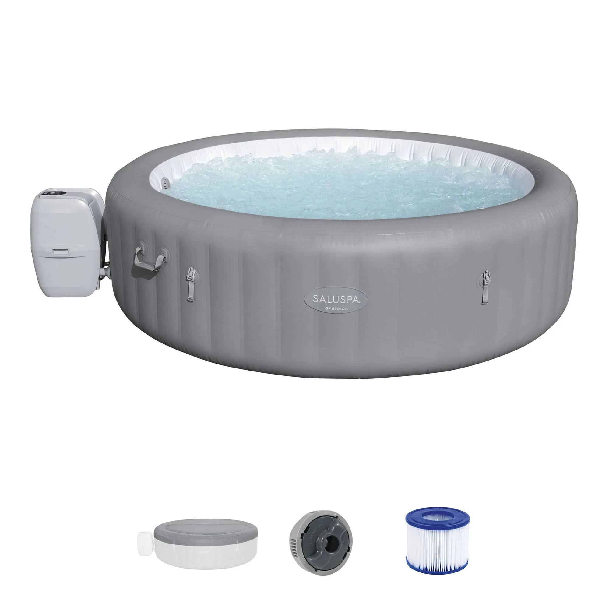 Bestway SaluSpa Santorini HydroJet Hot Tub w/Set of 8 SaluSpa Pool and Spa Seat