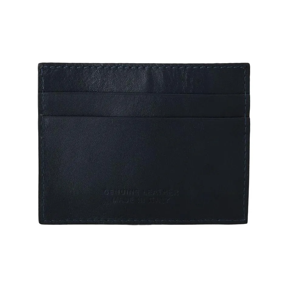 Billionaire Italian Couture Opulent Blue Leather Men's Wallet