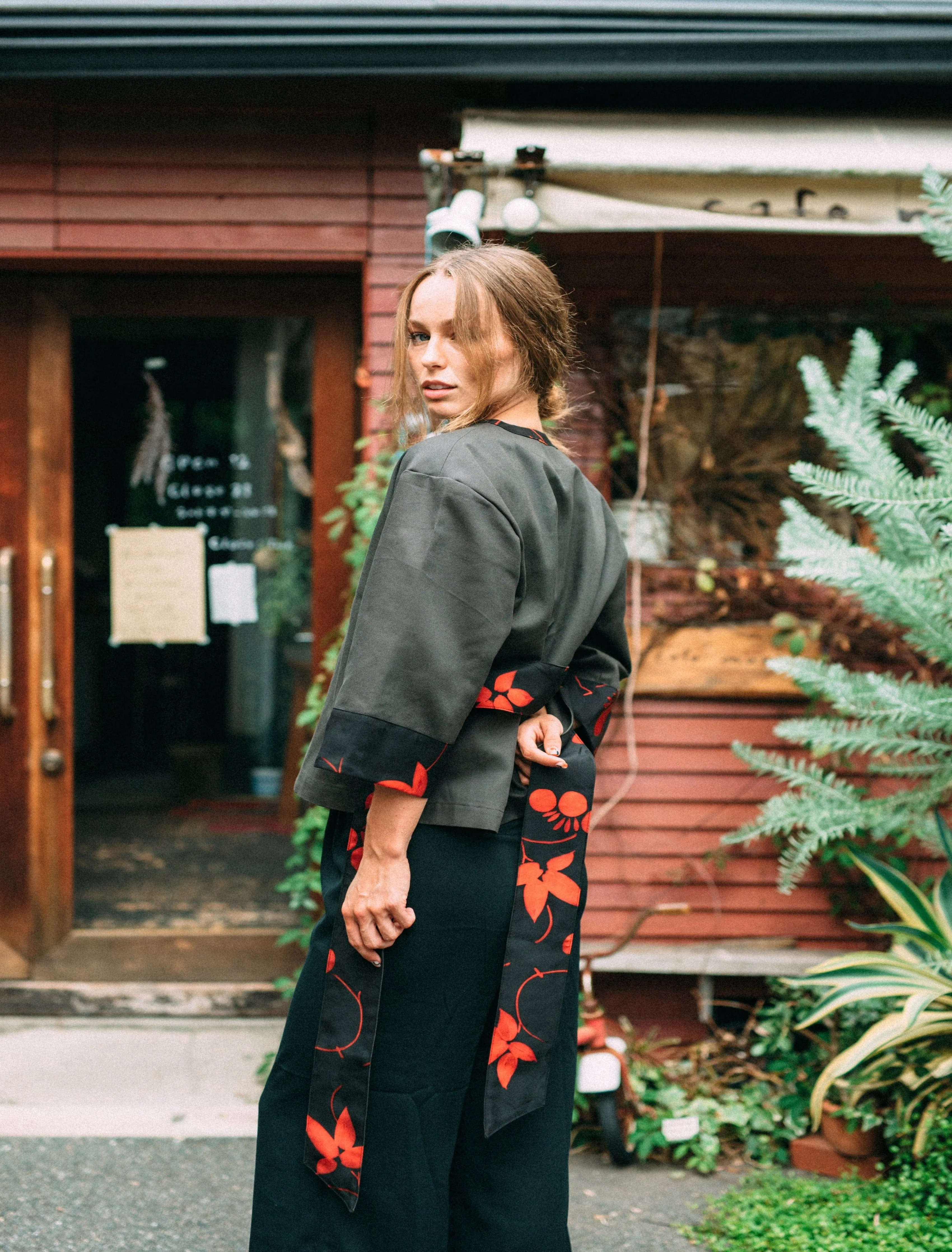 Black and Red-Kimono Jacket