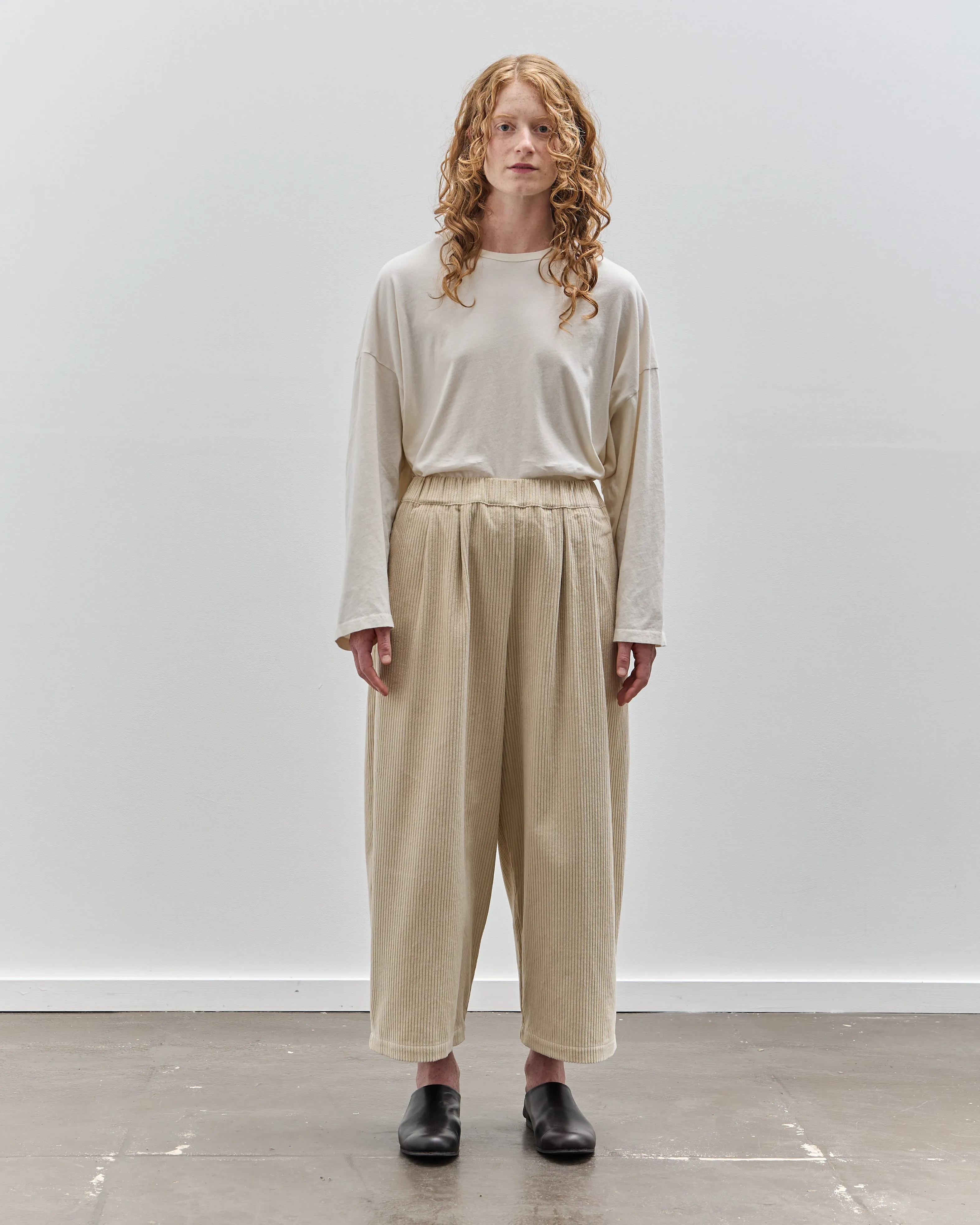 Black Crane Corduroy Wide Pants, Ivory