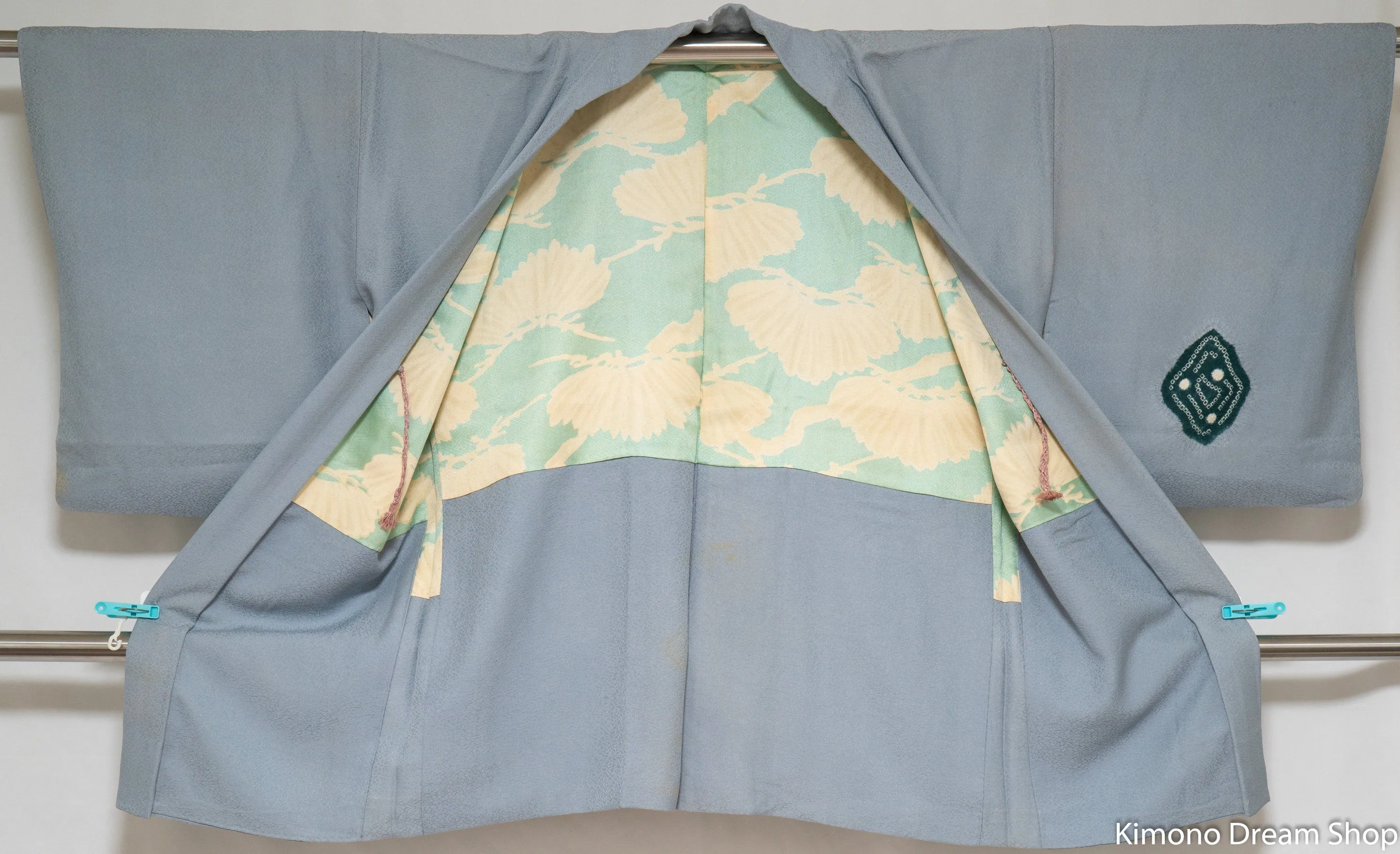 Blue Genuine Shibori Silk Haori - Vintage Kimono Jacket - Kanoko Deer Fawn Spots Diamond Shapes Chrysanthemum Flowers