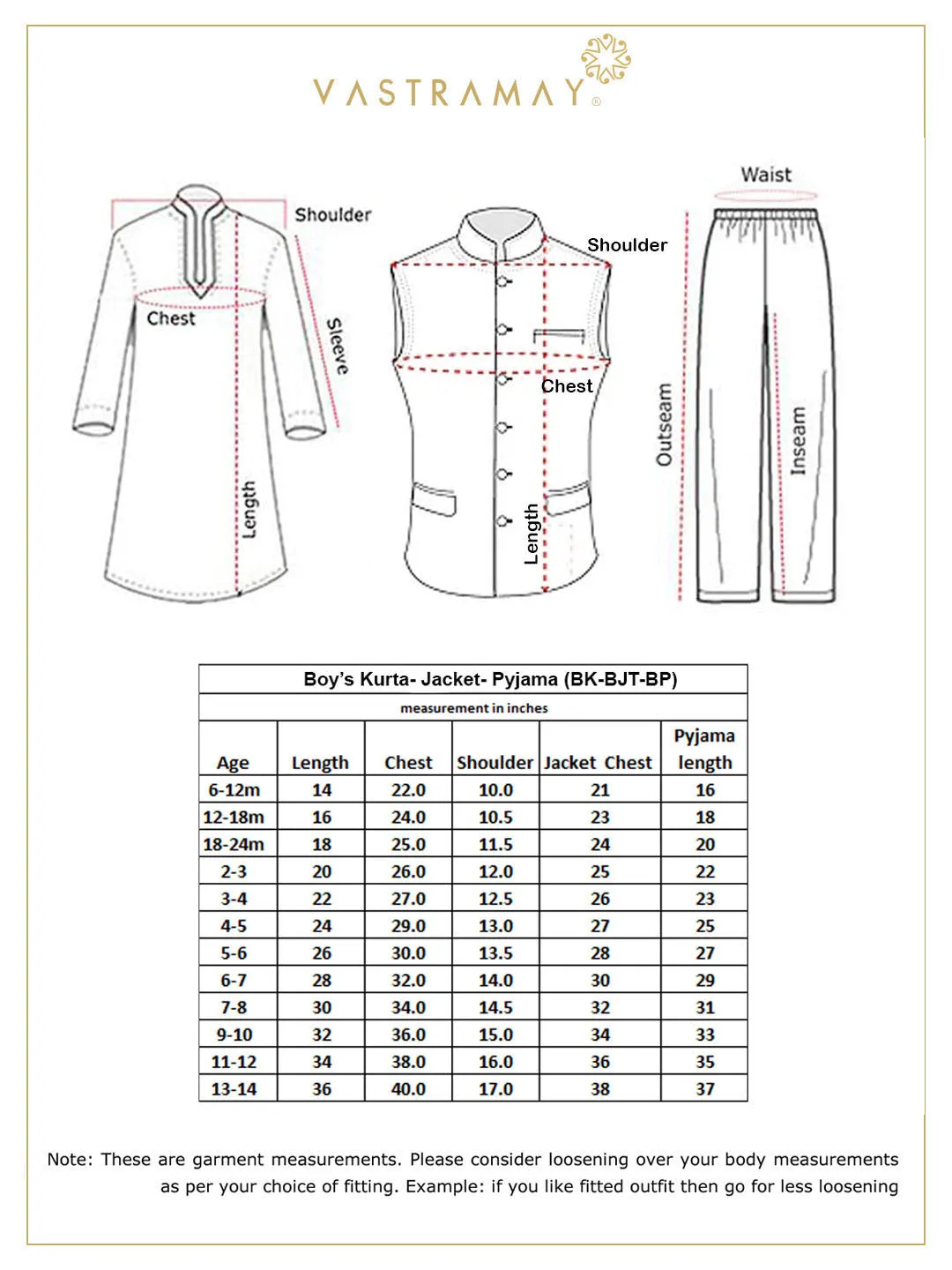 Boys' Red Cotton Kurta, Waistcoat and Pyjama Set